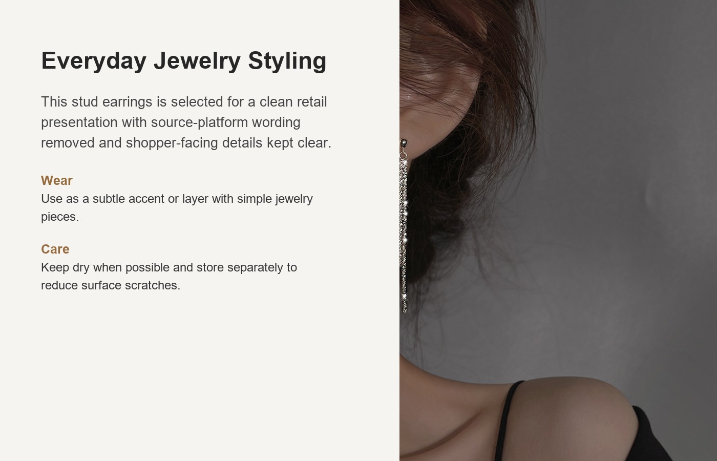 S925 Silver Light Luxury Minimalist Stud Earrings for Women detail image