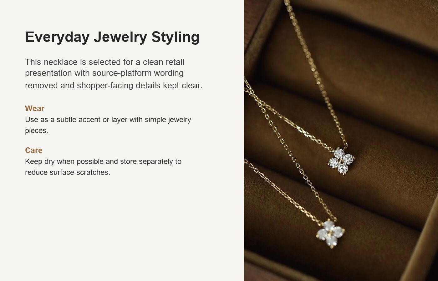 S925 Silver Lucky Four Leaf Clover CZ Minimalist Collarbone Chain Necklace for Women detail image
