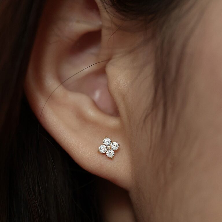 S925 Silver Lucky Four Leaf Clover Stud Earrings for Women main image 1