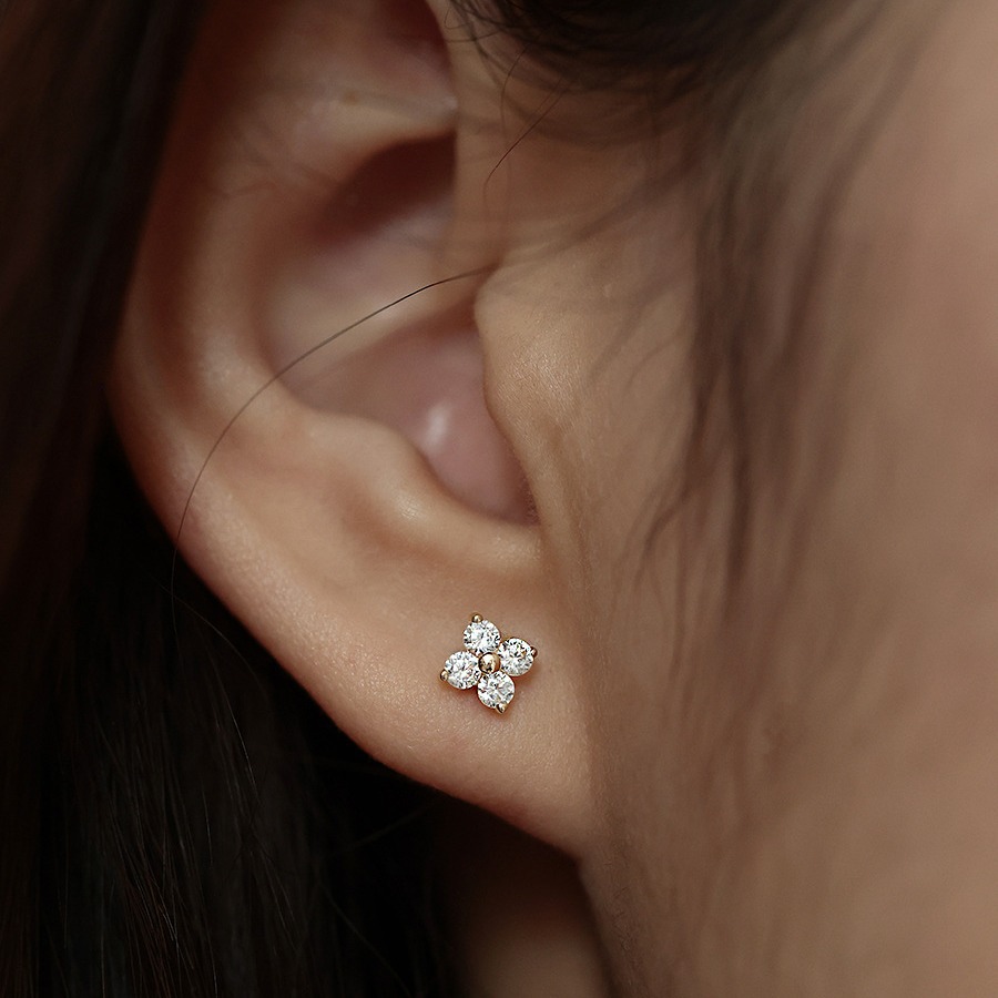 S925 Silver Lucky Four Leaf Clover Stud Earrings for Women main image 1