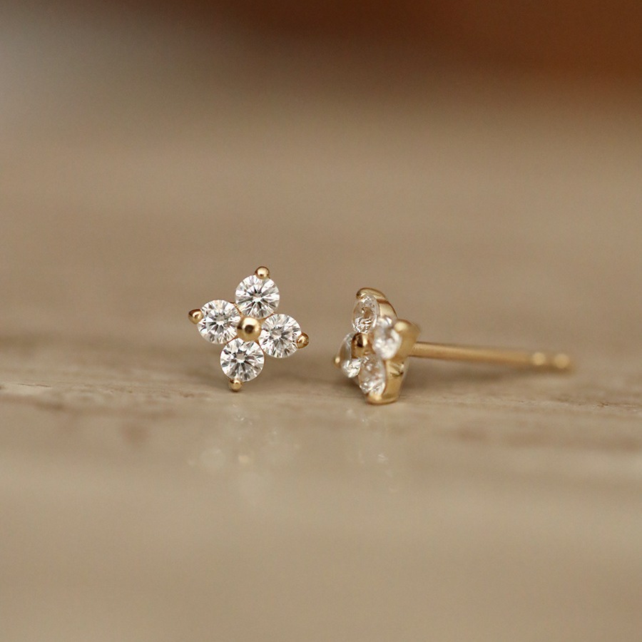 S925 Silver Lucky Four Leaf Clover Stud Earrings for Women main image 2
