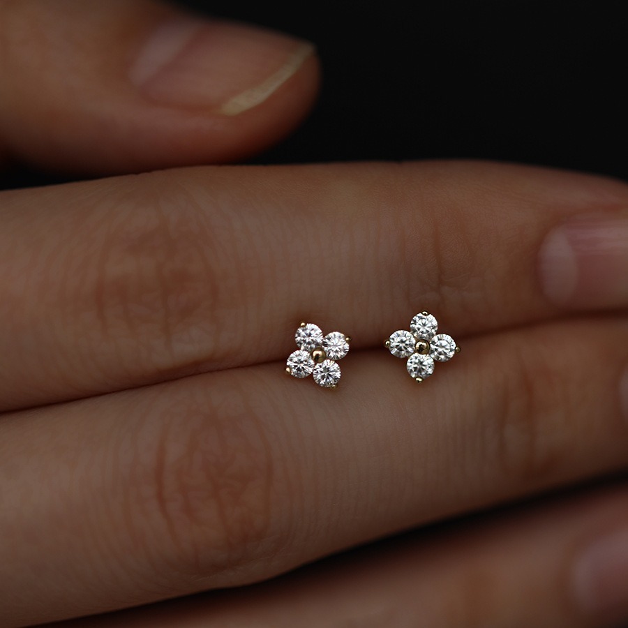 S925 Silver Lucky Four Leaf Clover Stud Earrings for Women main image 4