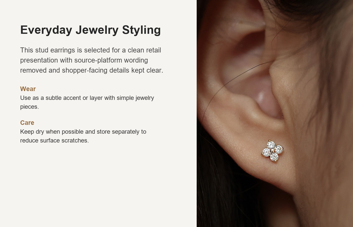 S925 Silver Lucky Four Leaf Clover Stud Earrings for Women detail image