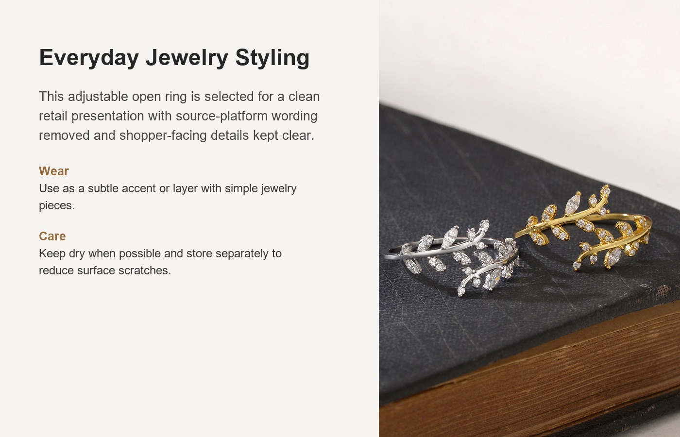 S925 Silver Minimalist Adjustable Open Ring for Women detail image