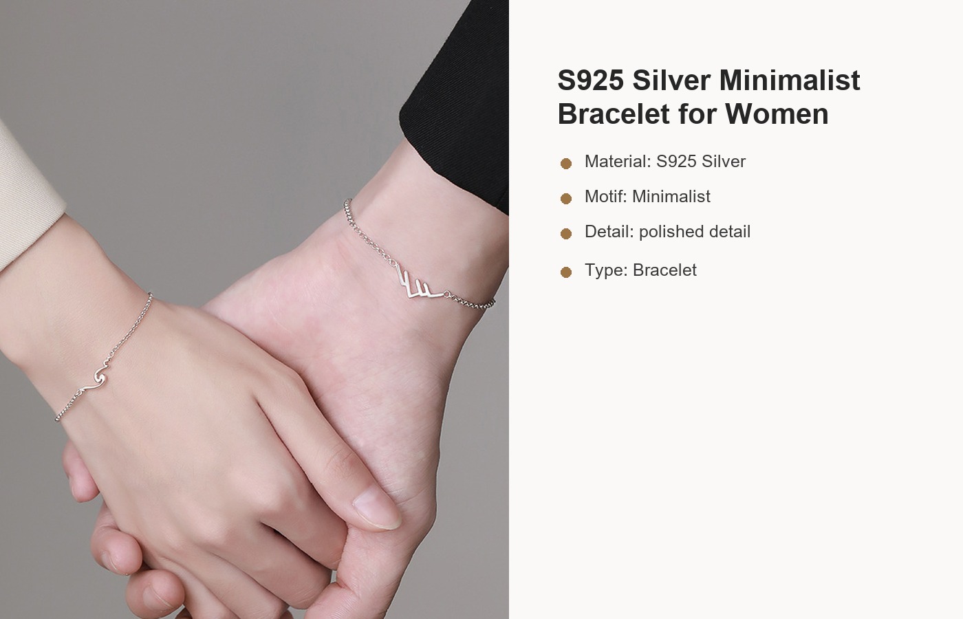 S925 Silver Minimalist Bracelet for Women detail image