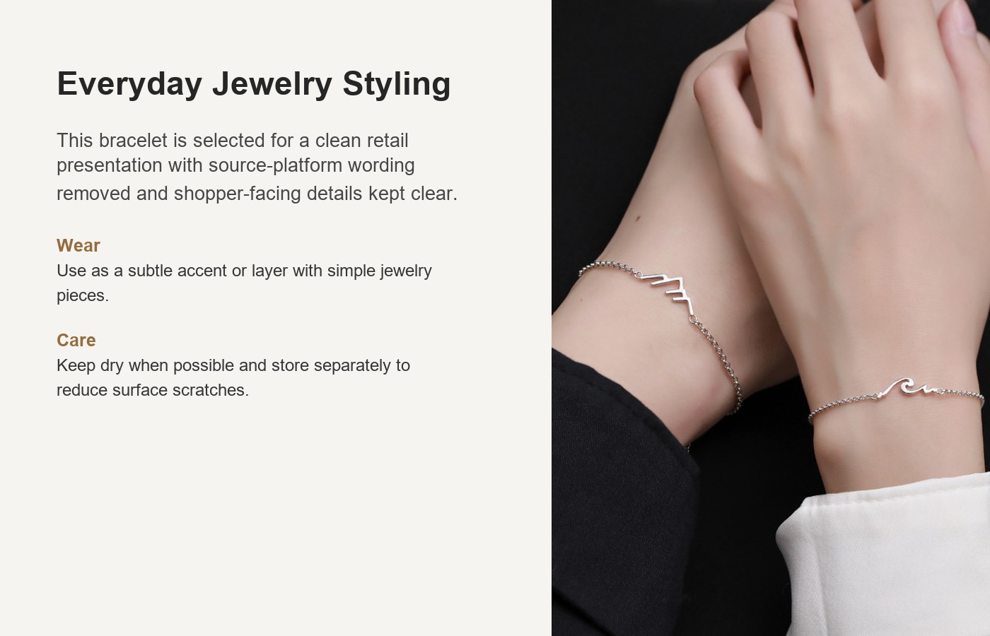 S925 Silver Minimalist Bracelet for Women detail image