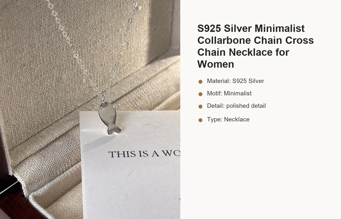 S925 Silver Minimalist Collarbone Chain Cross Chain Necklace for Women detail image