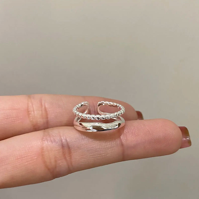 S925 Silver Minimalist Korean Style Adjustable Open Ring for Women main image 1