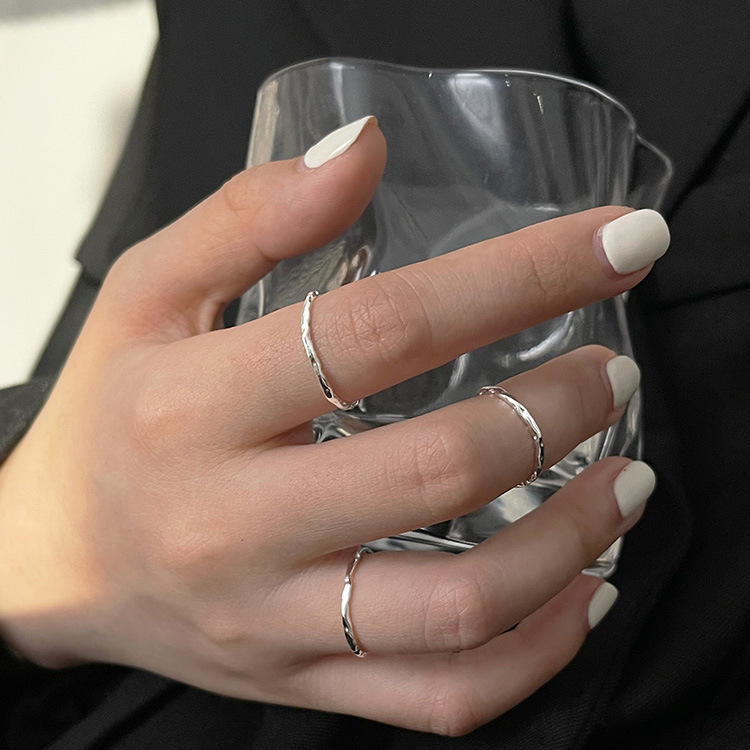 S925 Silver Minimalist Korean Style Adjustable Open Ring for Women main image 1
