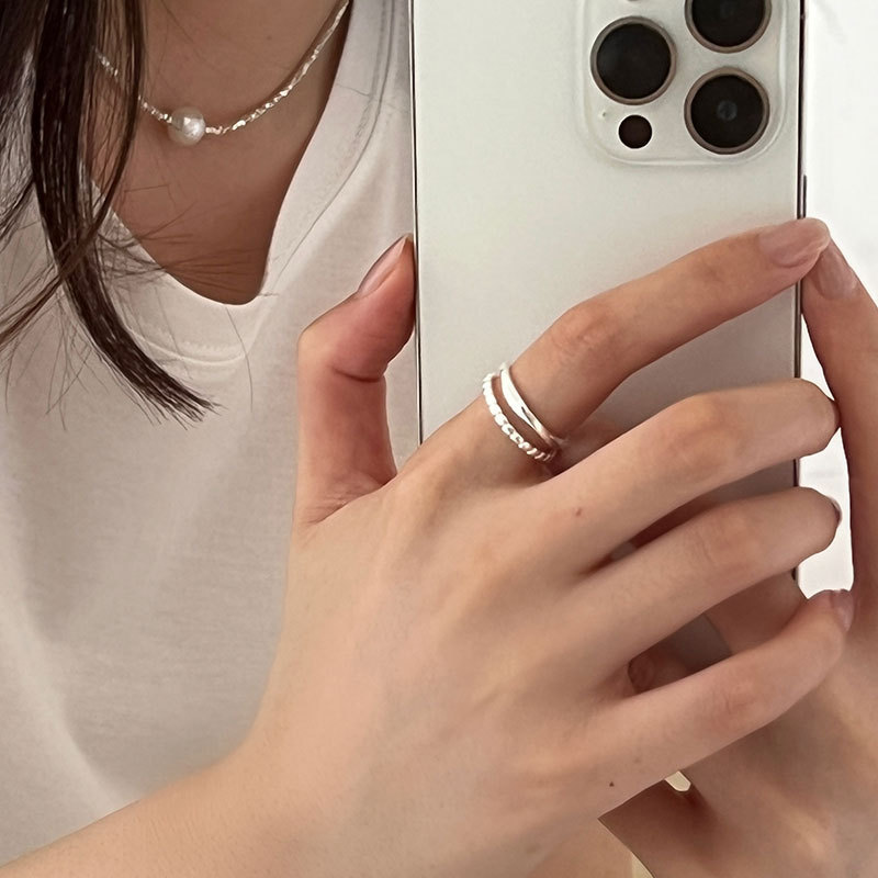 S925 Silver Minimalist Korean Style Adjustable Open Ring for Women main image 2