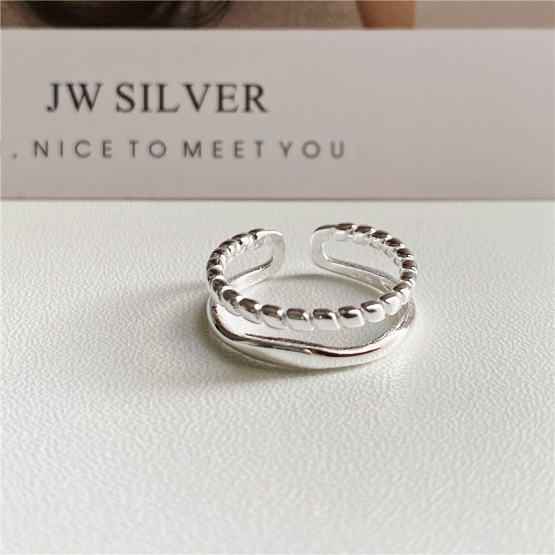 S925 Silver Minimalist Korean Style Adjustable Open Ring for Women main image 4