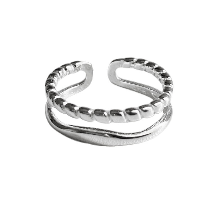 S925 Silver Minimalist Korean Style Adjustable Open Ring for Women main image 5