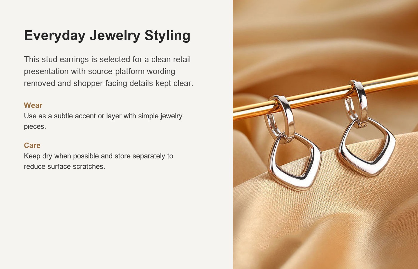 S925 Silver Minimalist Korean Style Stud Earrings for Women detail image