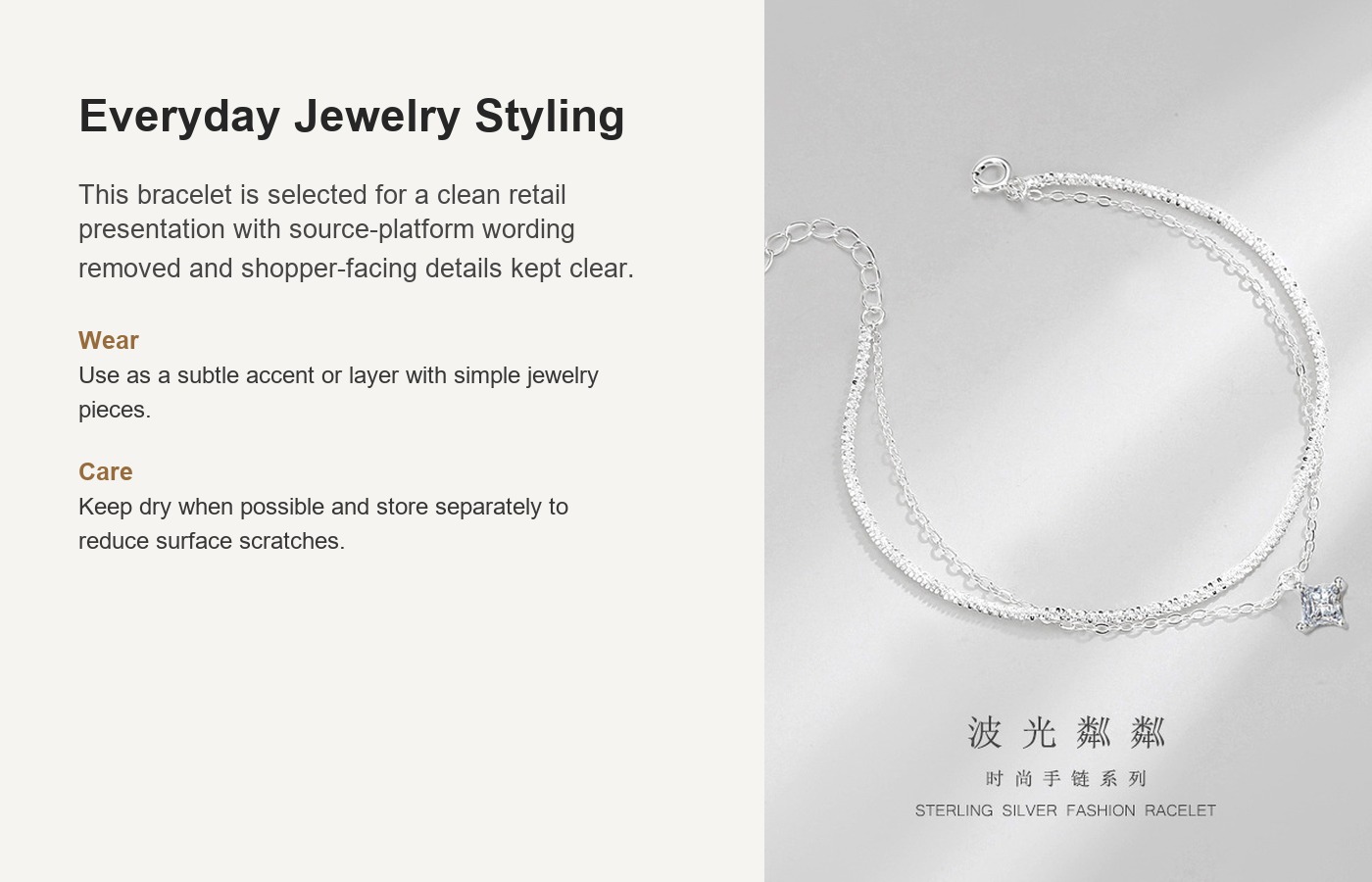 S925 Silver Minimalist Light Luxury Bracelet for Women detail image