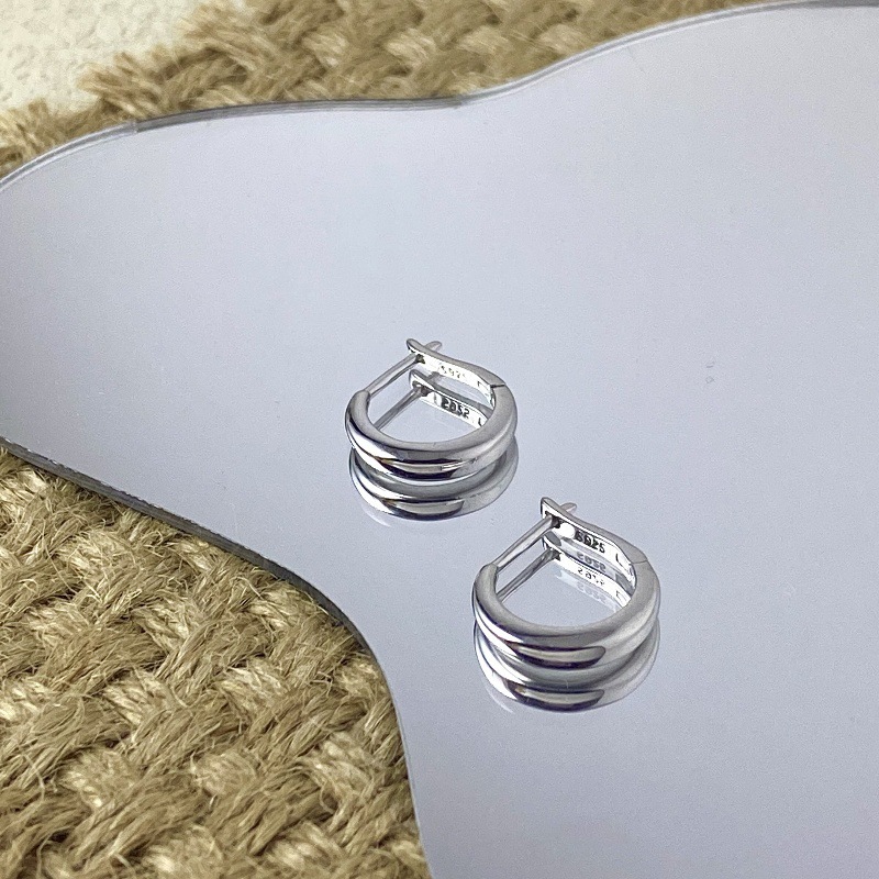 S925 Silver Minimalist Light Luxury European American Hoop Earrings for Women main image 2