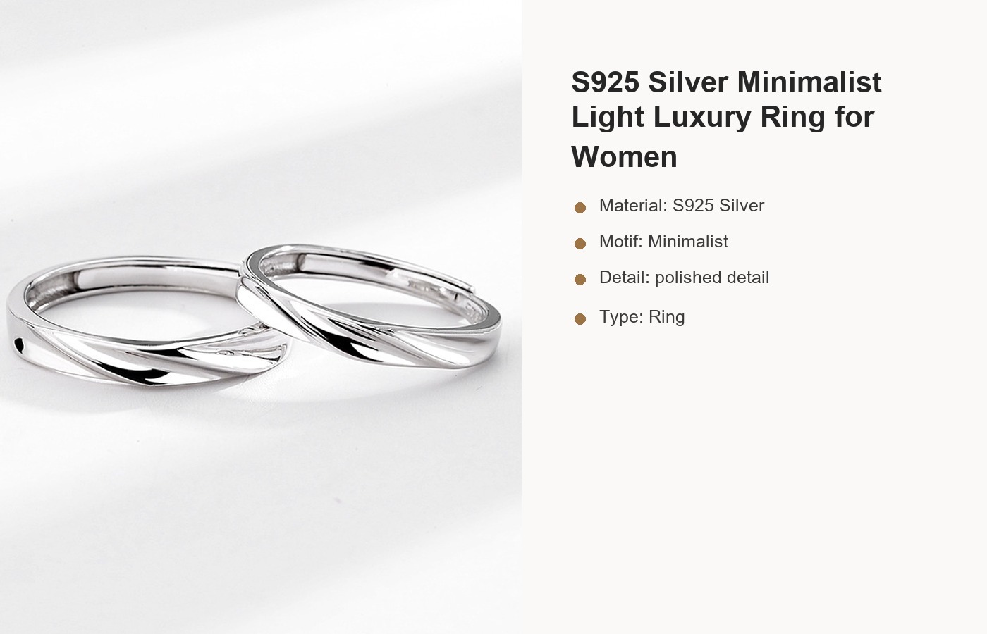 S925 Silver Minimalist Light Luxury Ring for Women detail image