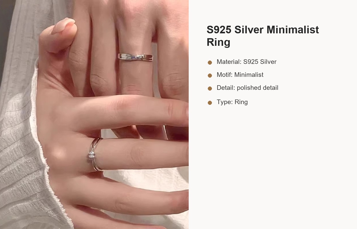 S925 Silver Minimalist Ring detail image
