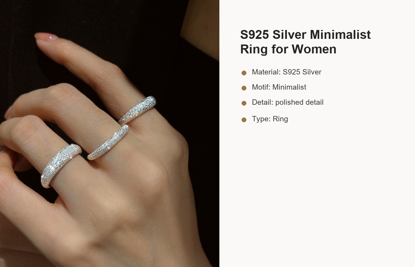 S925 Silver Minimalist Ring for Women detail image
