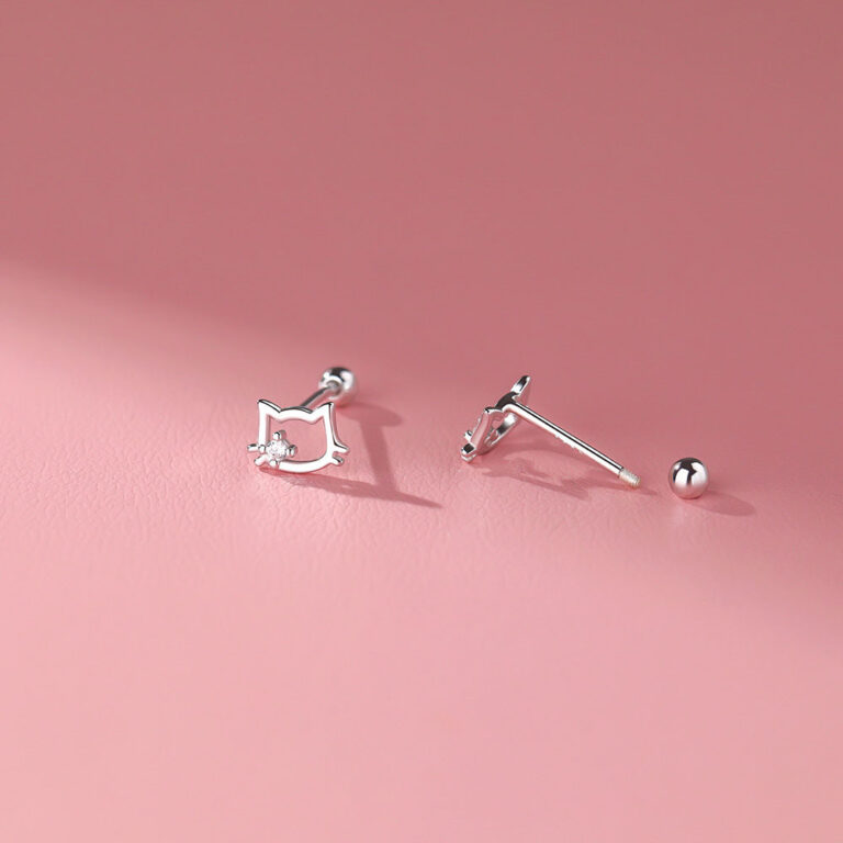 S925 Silver Minimalist Screw Back Stud Earrings for Women main image 1
