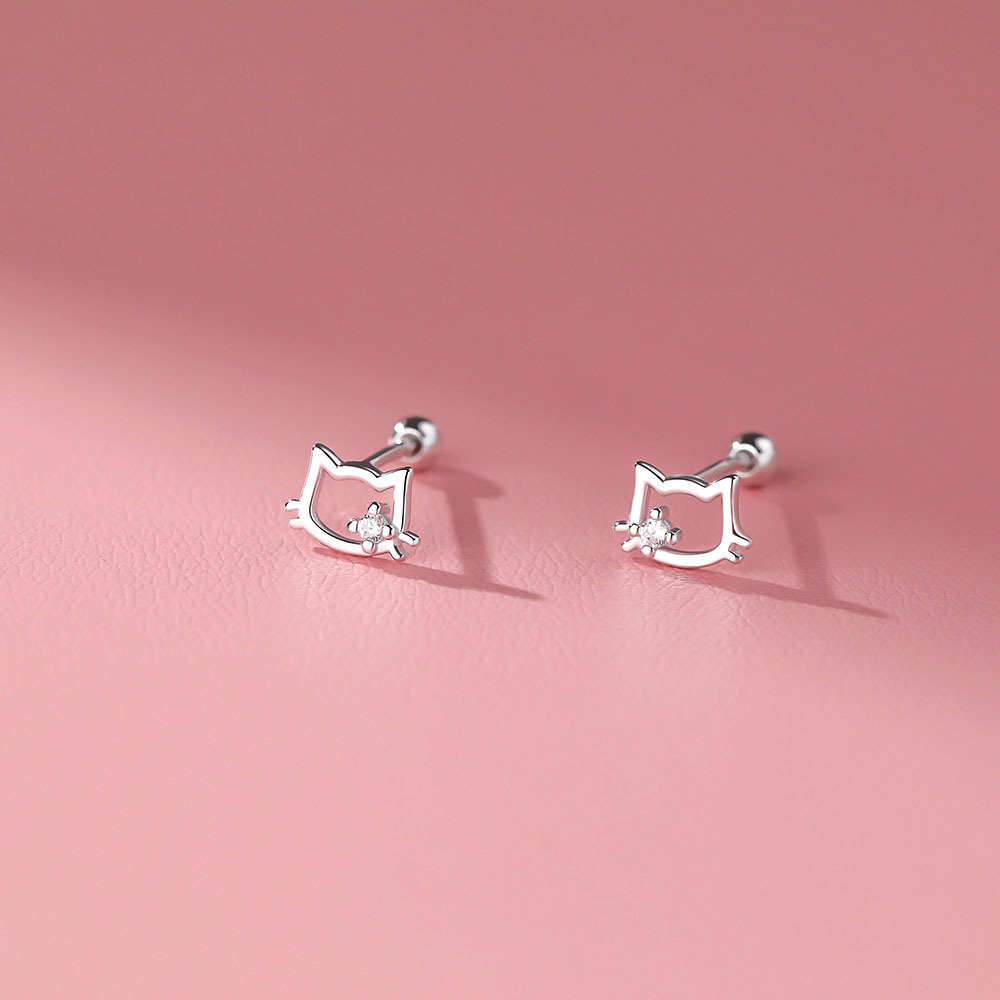 S925 Silver Minimalist Screw Back Stud Earrings for Women main image 2