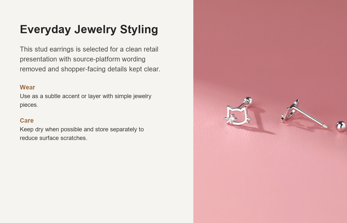 S925 Silver Minimalist Screw Back Stud Earrings for Women detail image