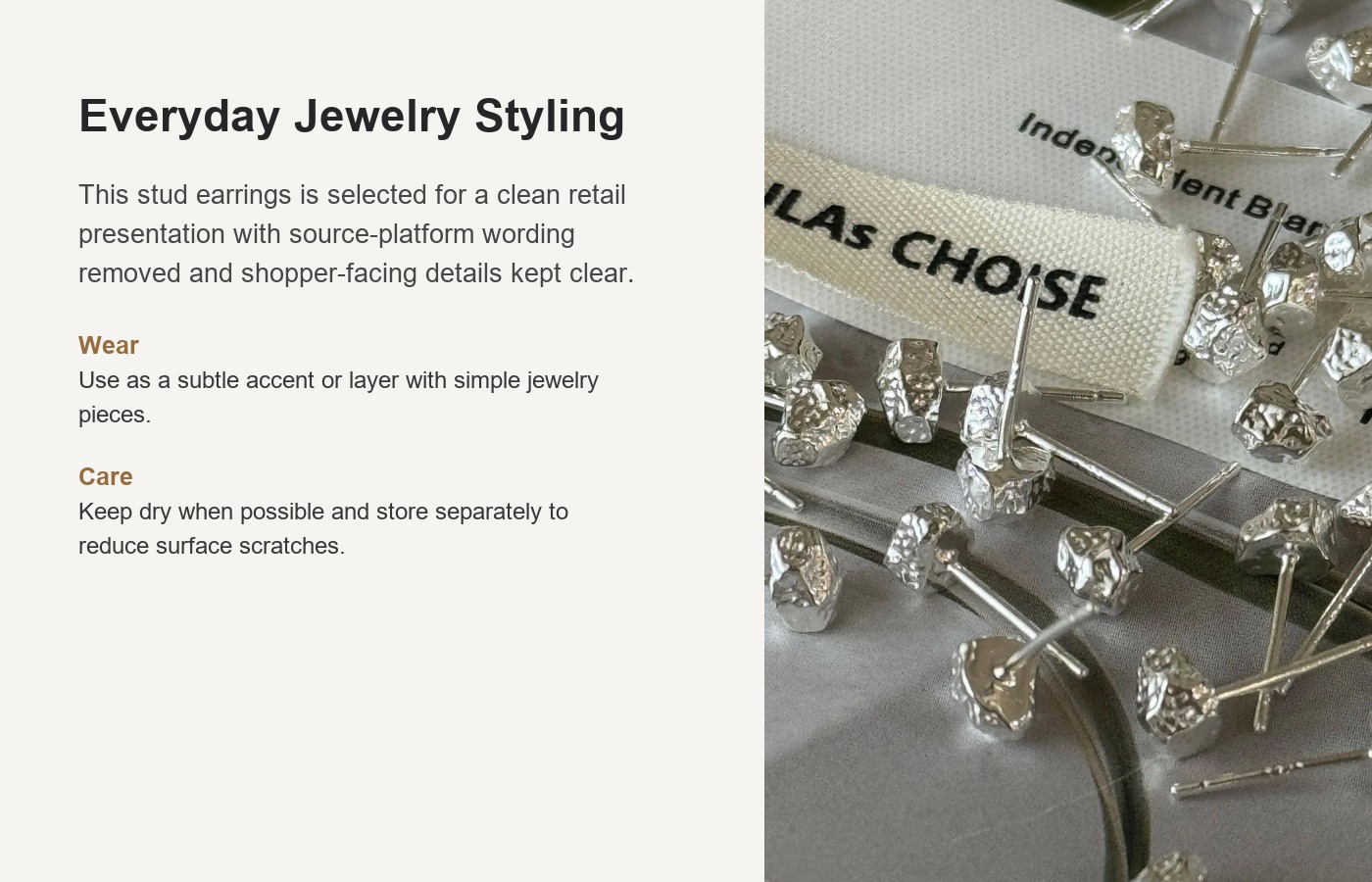 S925 Silver Minimalist Stud Earrings for Women detail image