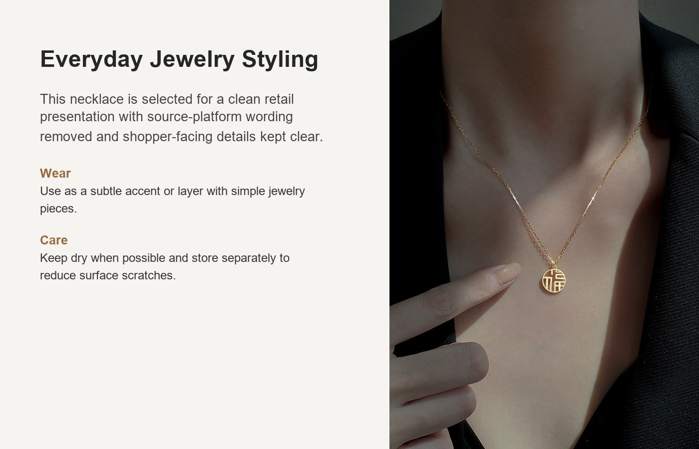 S925 Silver Modern Chinese Minimalist Collarbone Chain Necklace for Women detail image