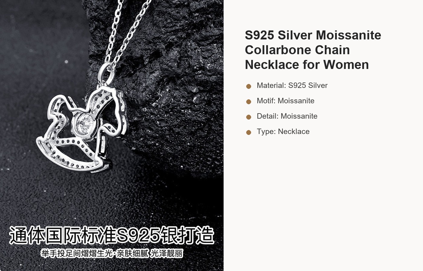 S925 Silver Moissanite Collarbone Chain Necklace for Women detail image