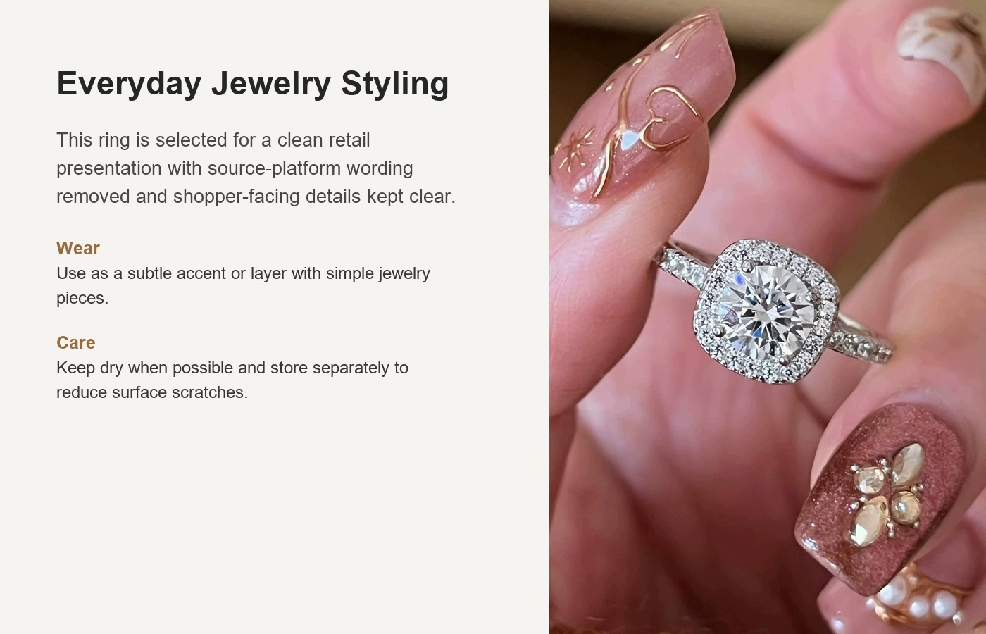 S925 Silver Moissanite Sparkle CZ Light Luxury Ring for Women detail image