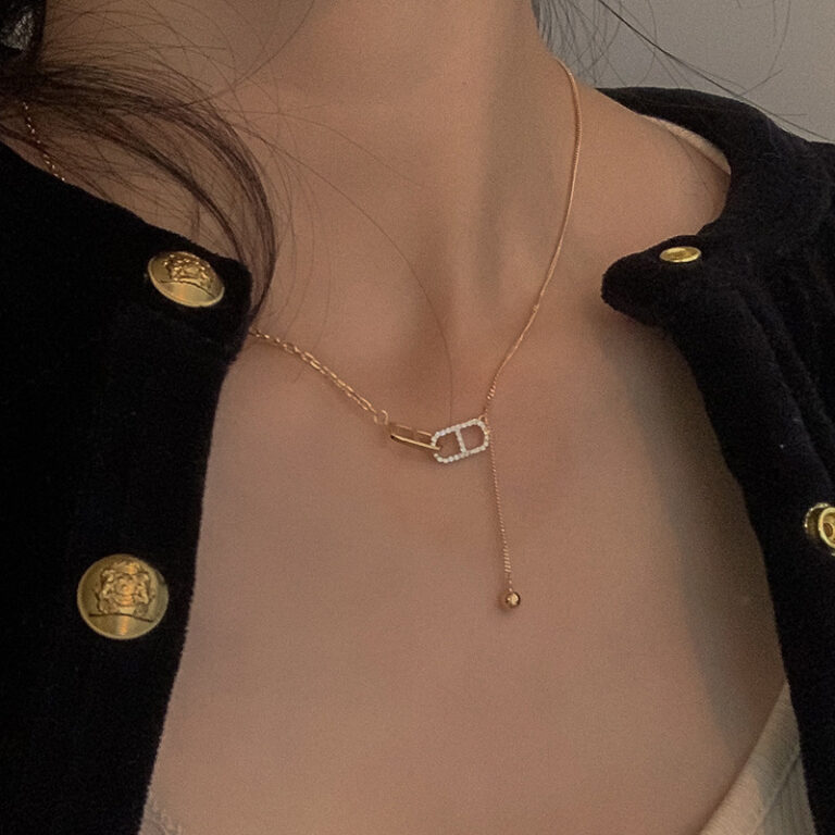S925 Silver Oval Link Minimalist Korean Style Cross Chain Necklace for Women main image 1