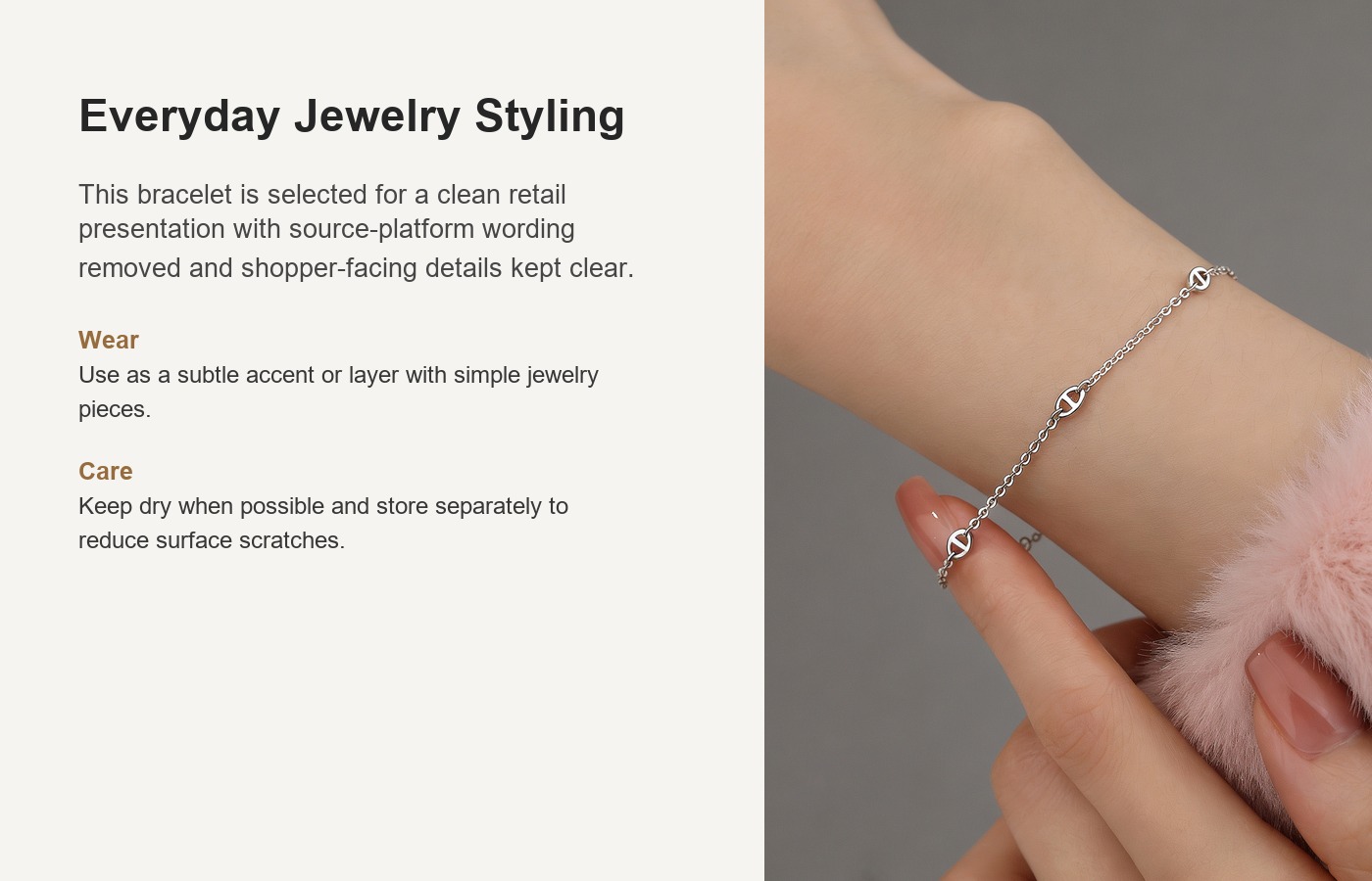 S925 Silver Oval Link Minimalist Light Luxury French Vintage Bracelet for Women detail image