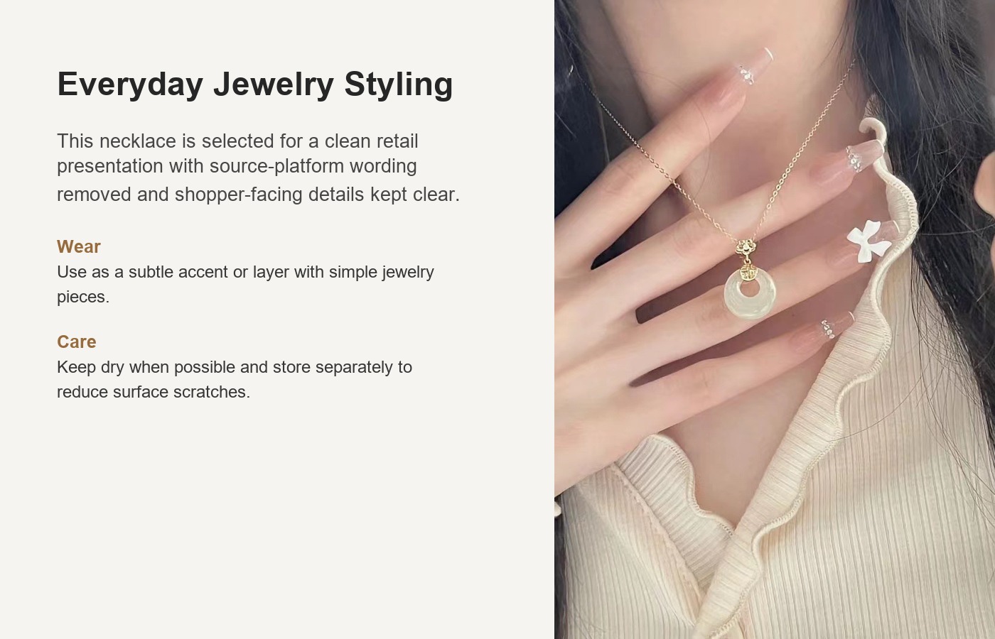 S925 Silver Peace Buckle White Chalcedony White Jade Modern Chinese Vintage Chinese Necklace for Women detail image