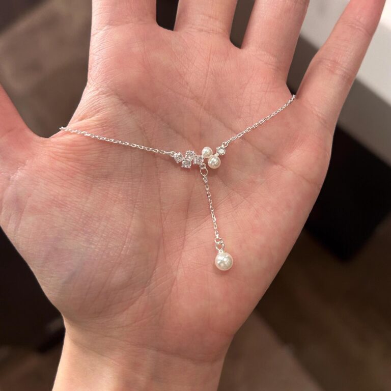 S925 Silver Pearl CZ Collarbone Chain Necklace for Women main image 1