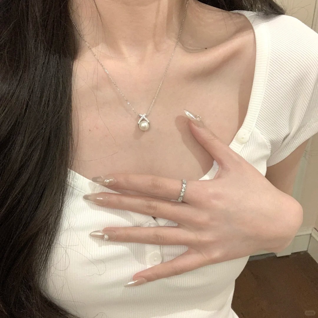 S925 Silver Pearl CZ Minimalist Light Luxury Collarbone Chain Necklace for Women main image 3