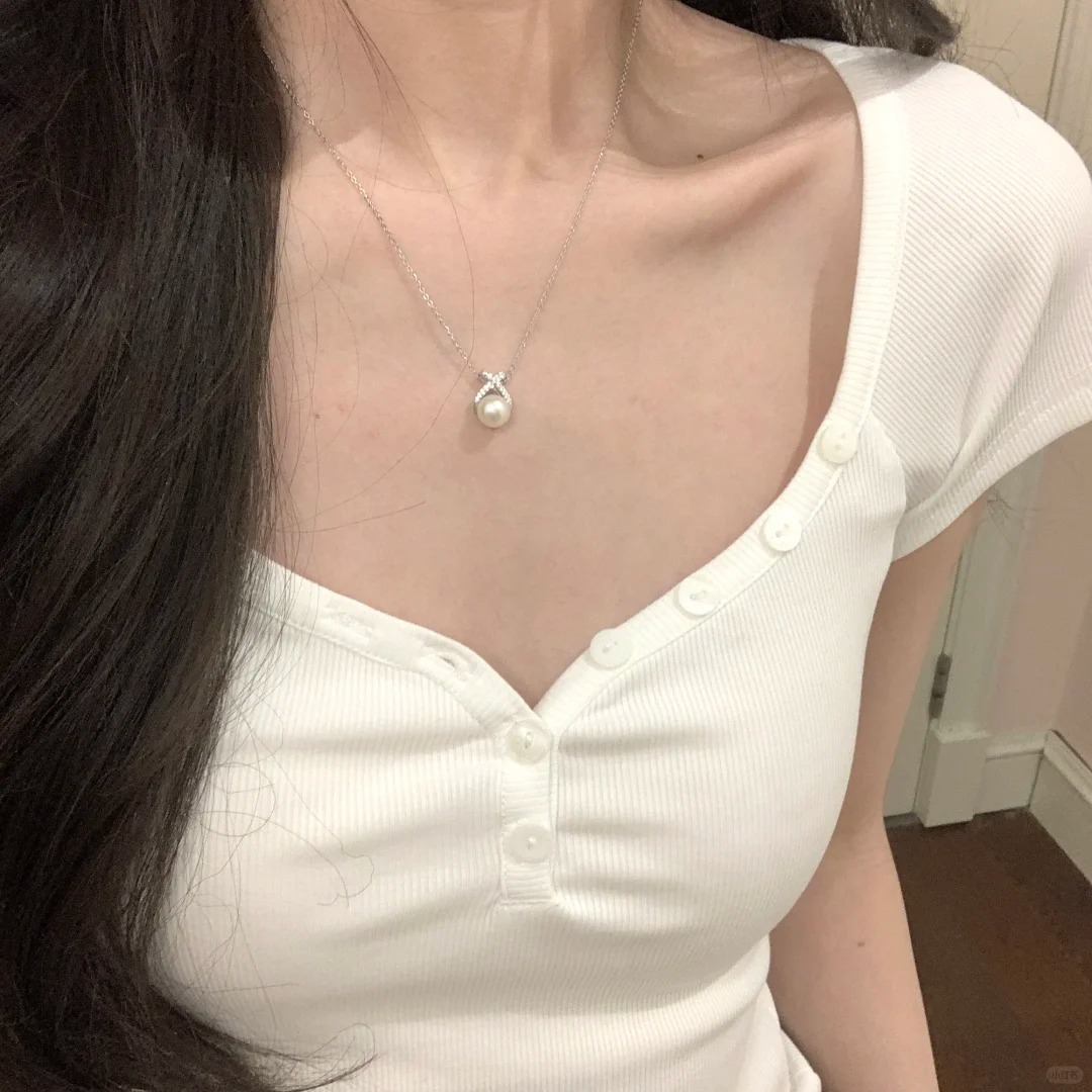 S925 Silver Pearl CZ Minimalist Light Luxury Collarbone Chain Necklace for Women main image 4