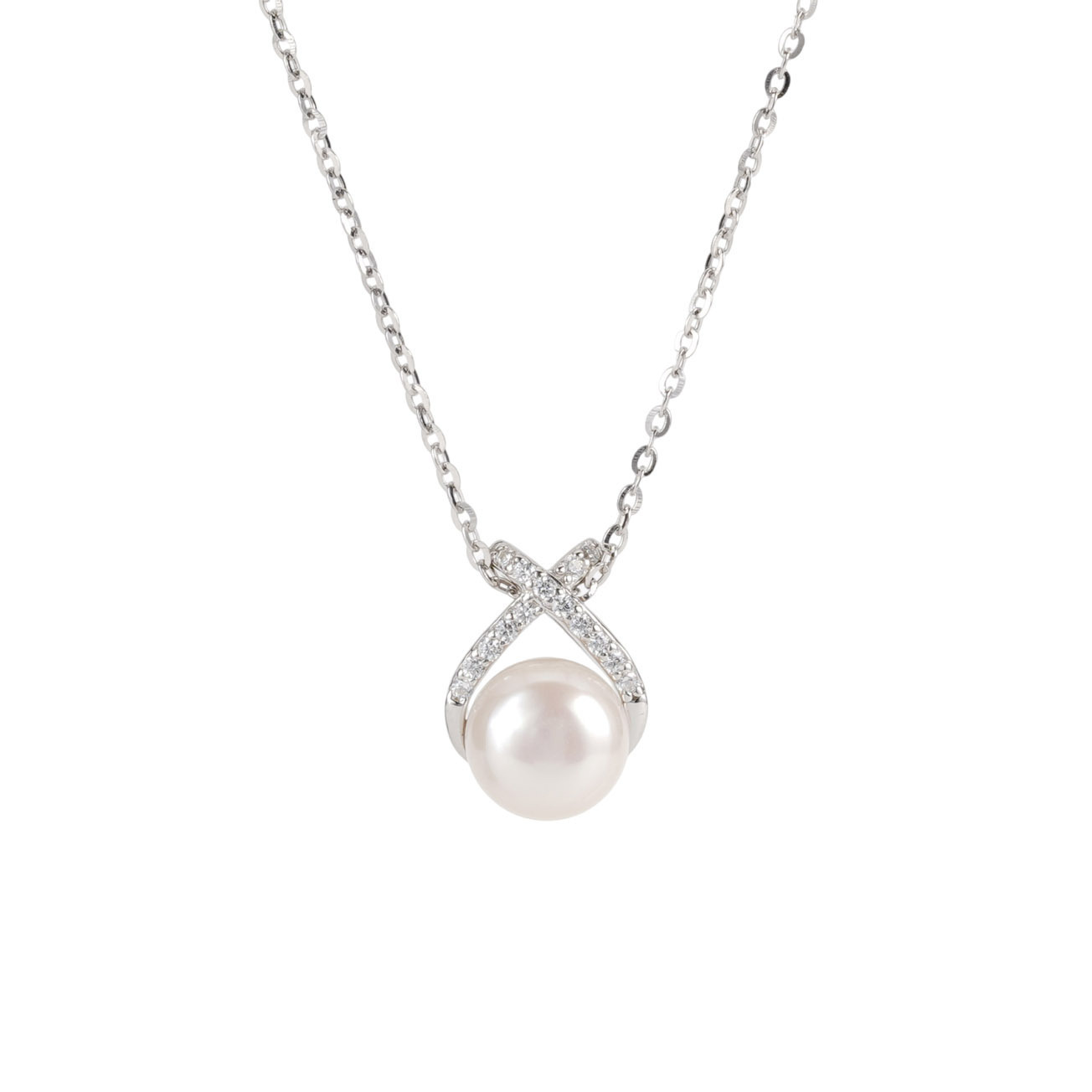 S925 Silver Pearl CZ Minimalist Light Luxury Collarbone Chain Necklace for Women main image 5