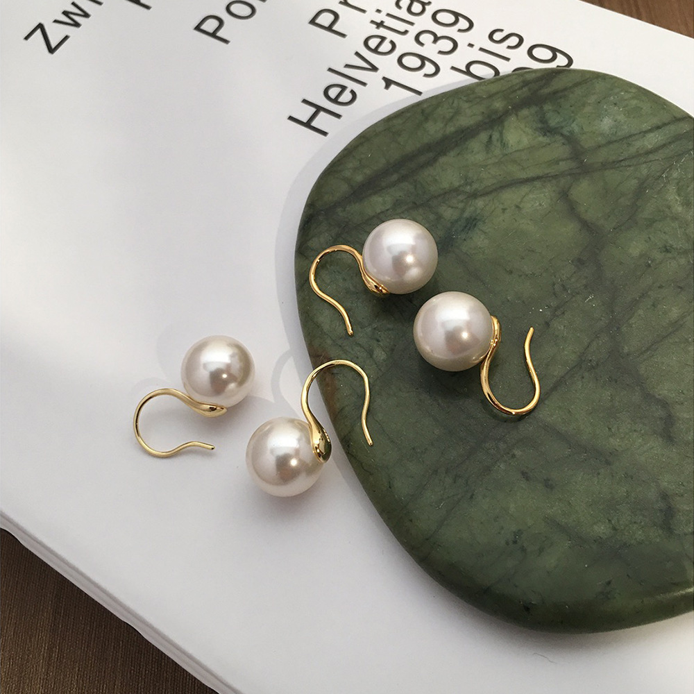 S925 Silver Pearl French Vintage Hoop Earrings for Women main image 2