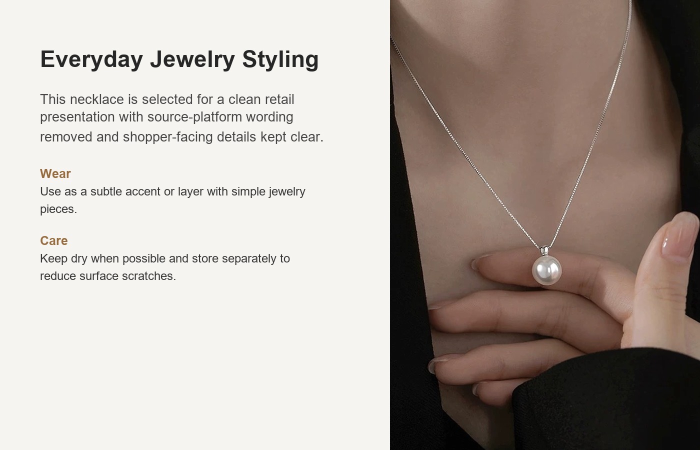 S925 Silver Pearl Light Luxury Collarbone Chain Box Chain Necklace for Women detail image