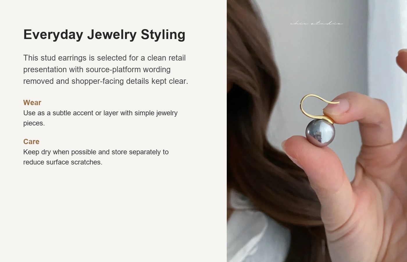 S925 Silver Pearl Light Luxury French Vintage Stud Earrings for Women detail image