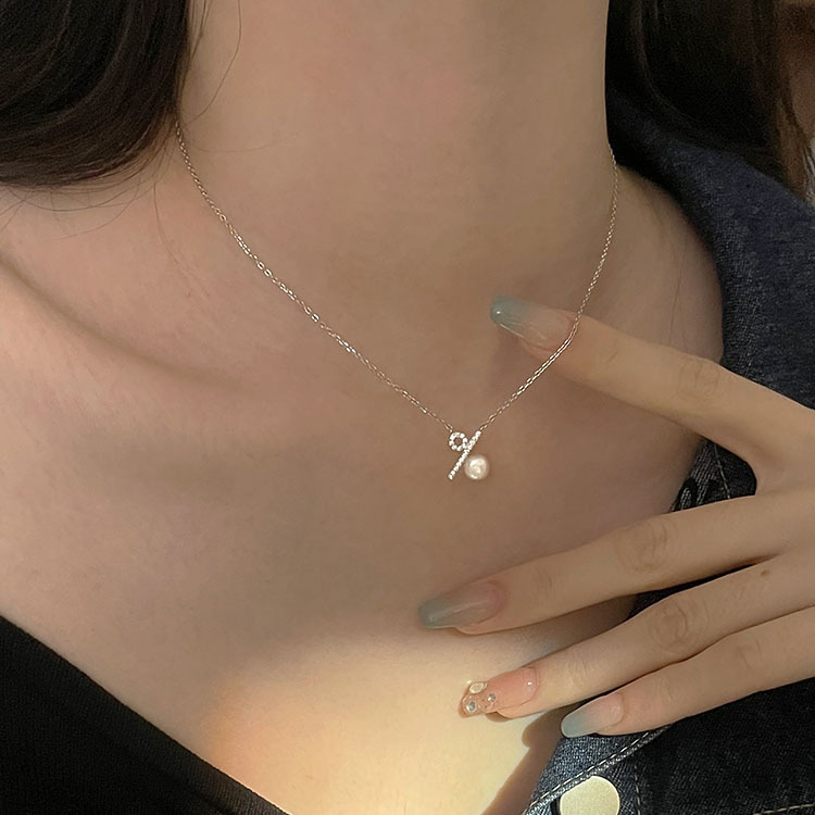 S925 Silver Pearl Minimalist Collarbone Chain Cross Chain Necklace for Women product image 1