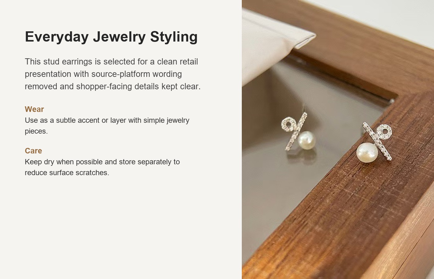 S925 Silver Pearl Light Luxury Stud Earrings for Women detail image