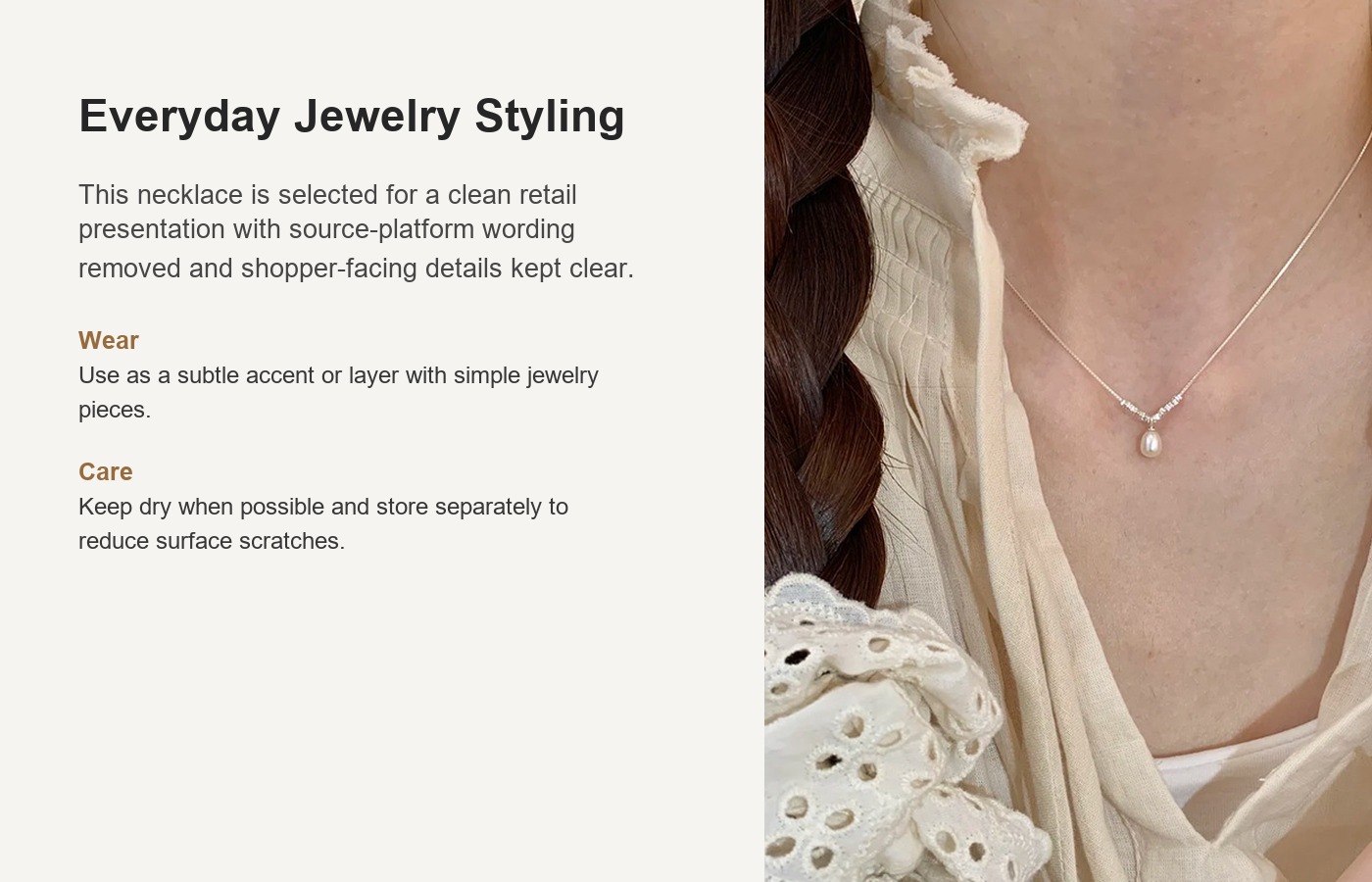 S925 Silver Pearl Minimalist Collarbone Chain Box Chain Necklace for Women detail image