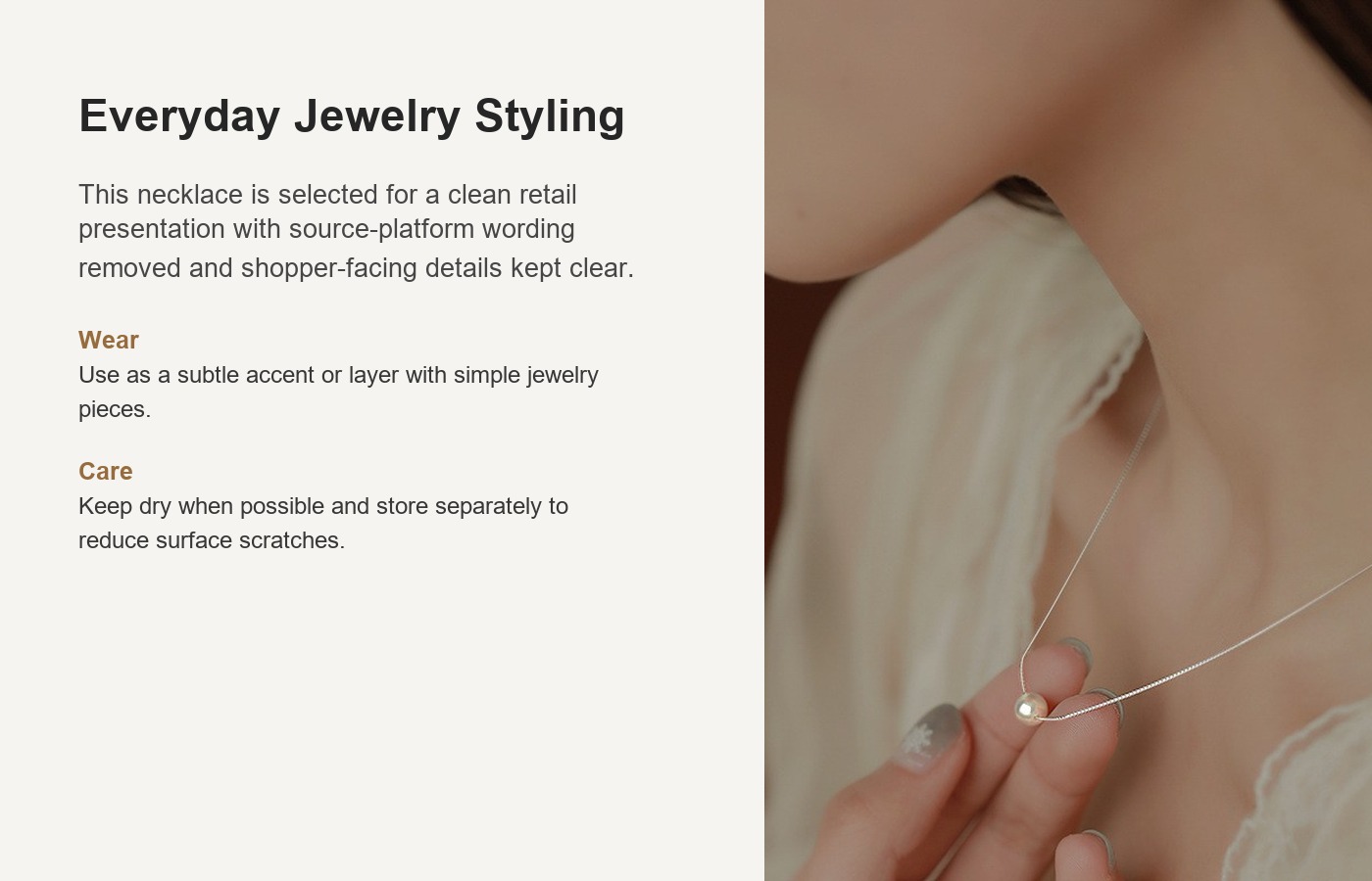 S925 Silver Pearl Minimalist Collarbone Chain Box Chain Necklace for Women detail image