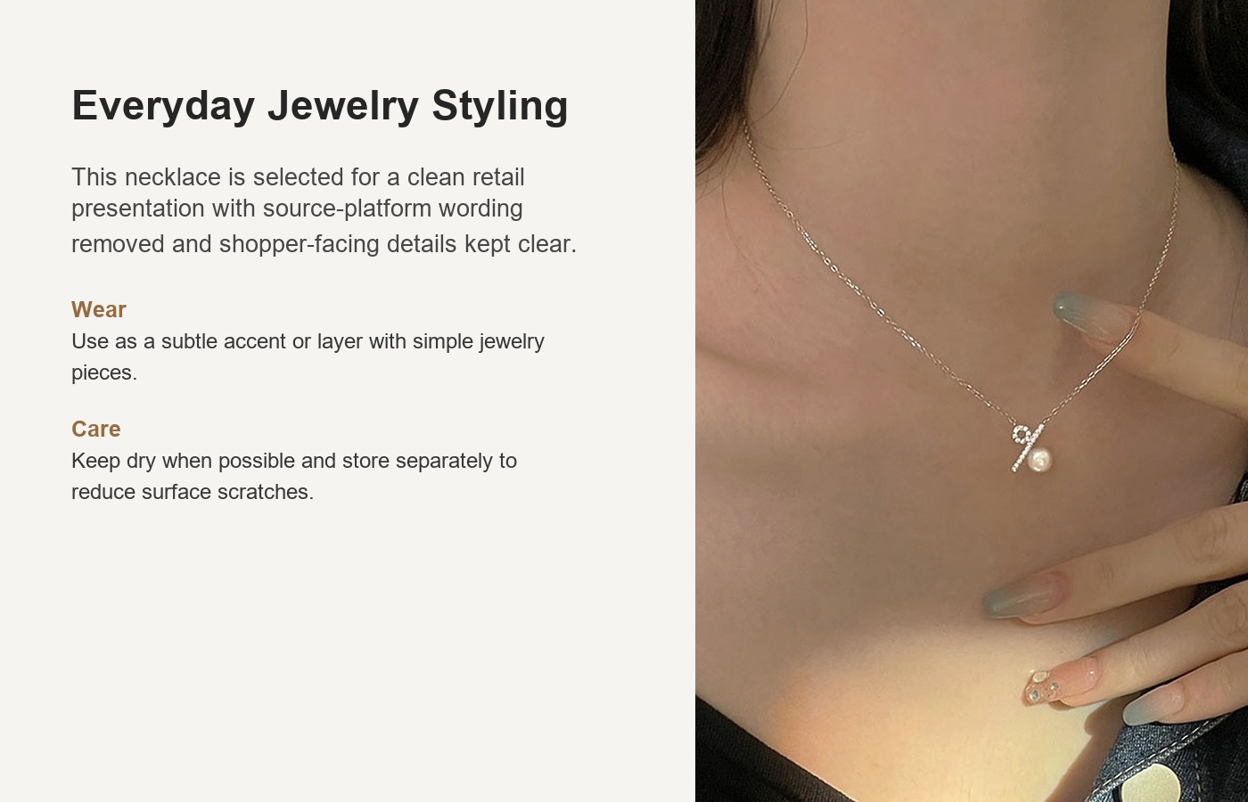 S925 Silver Pearl Minimalist Collarbone Chain Cross Chain Necklace for Women detail image