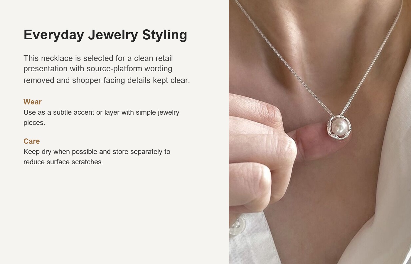 S925 Silver Pearl Vintage French Vintage Collarbone Chain Necklace for Women detail image