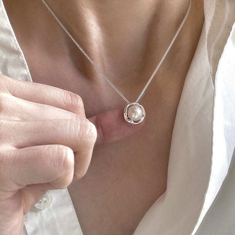 S925 Silver Pearl Vintage French Vintage Collarbone Chain Necklace for Women main image 1