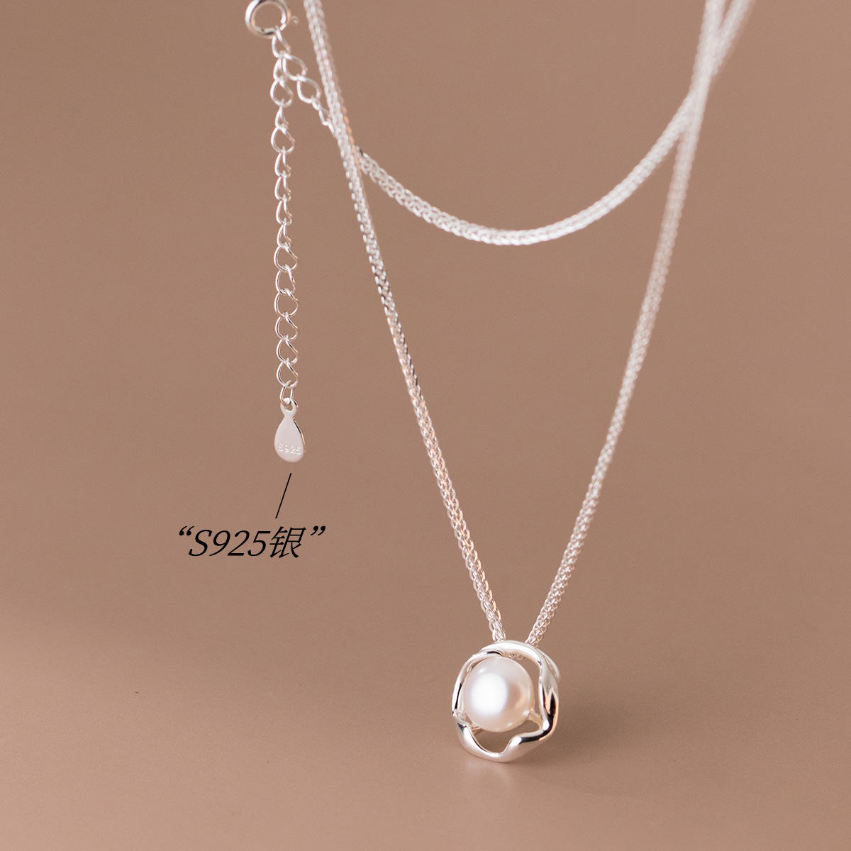 S925 Silver Pearl Vintage French Vintage Collarbone Chain Necklace for Women main image 4
