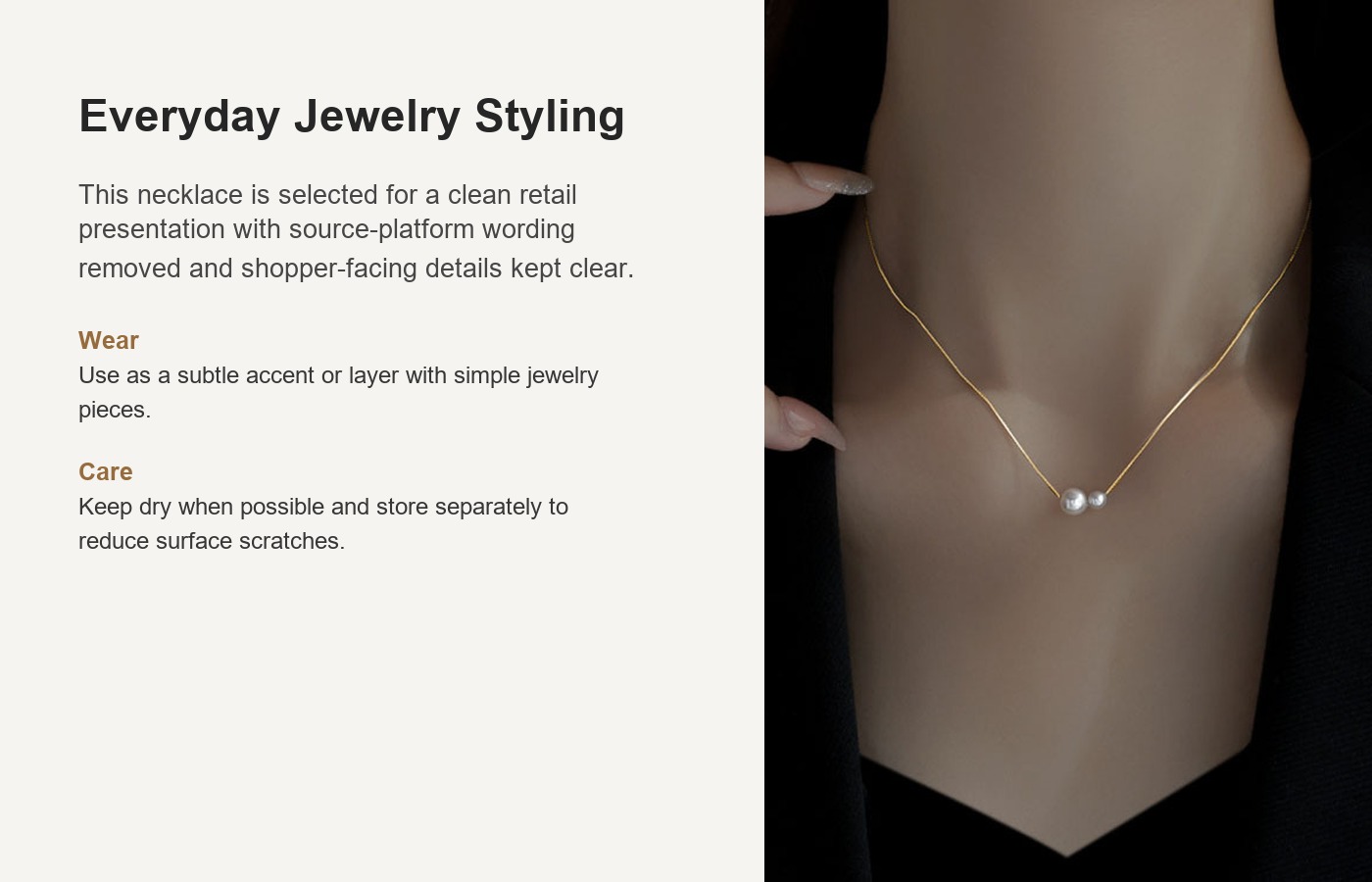 S925 Silver Pearl Vintage Minimalist Collarbone Chain Necklace for Women detail image