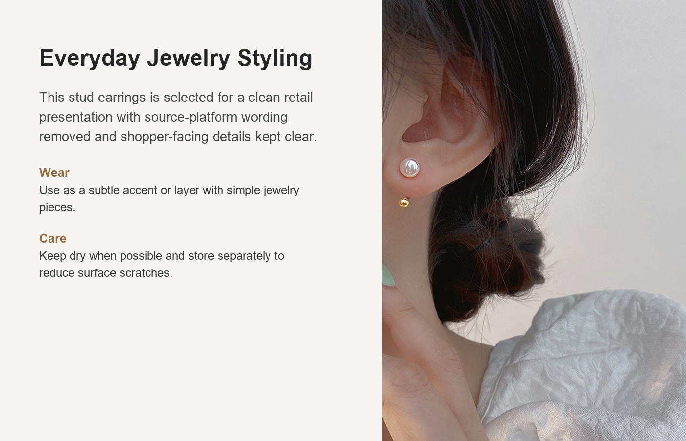 S925 Silver Pearl Vintage Minimalist Light Luxury Stud Earrings for Women detail image
