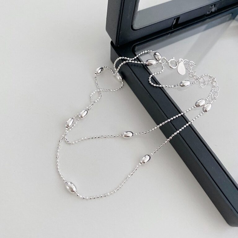 S925 Silver Rice Bead Minimalist Collarbone Chain Necklace for Women main image 1